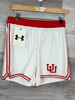 NWT Under Armour Utah Utes Reflexx 2.0 Basketball Mesh Shorts White Red S